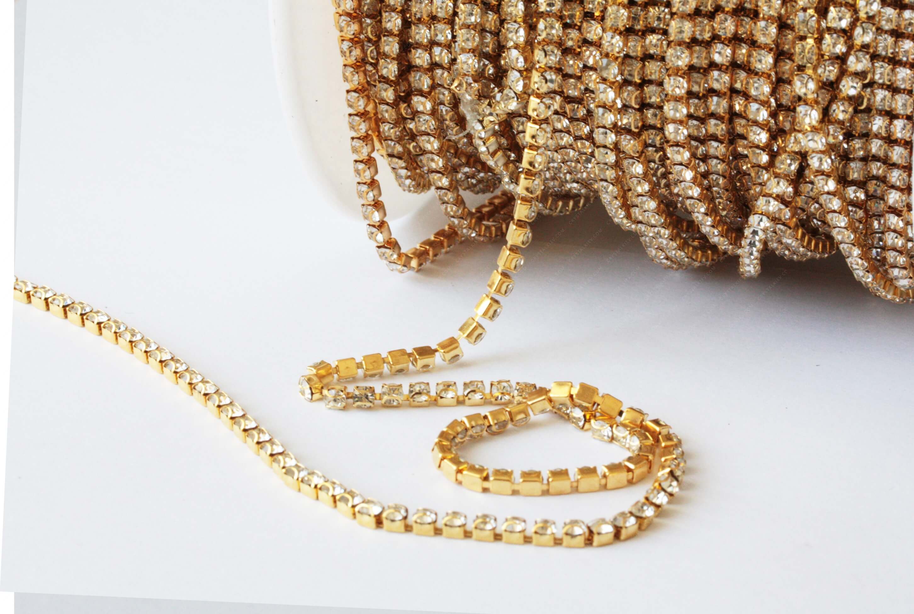 Ланцюжок стразовий Gold + Crystal